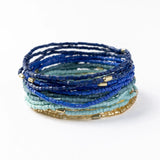 Chelsea -  18 Strand Beaded Bracelet Set  - Blue