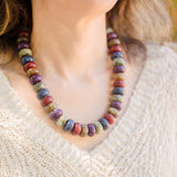Chunky Marble Seed Bead Statement Necklace: Dark Multi
