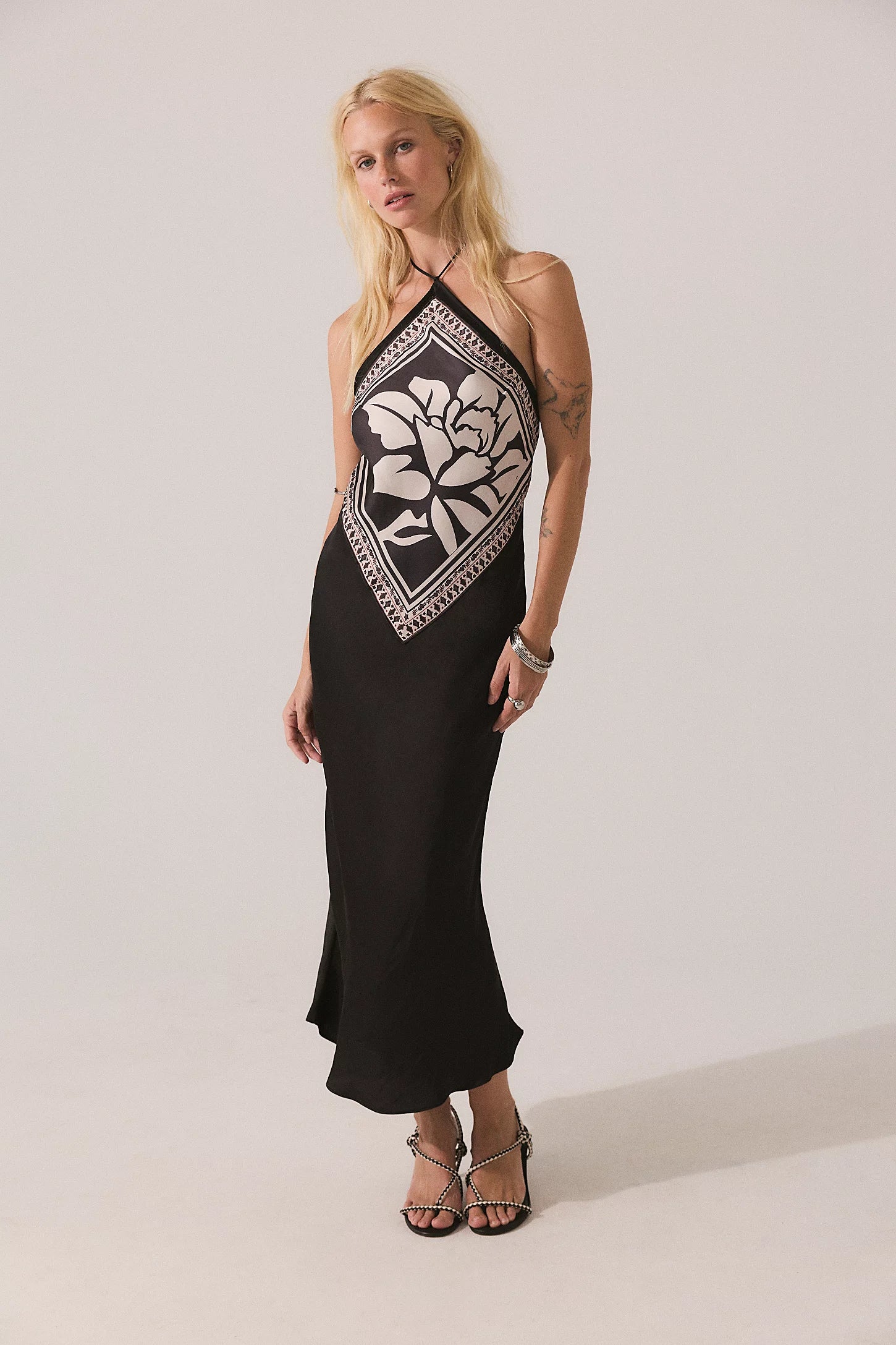 Free People Citrine Midi Dress Raven Combo / Medium