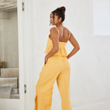 Cotton Pants With Side Crochet And Slit Opening - Tangerine Orange