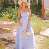 Long Frayed Maxi Dress  - Baby Blue