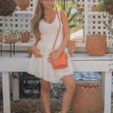 Mixed Media Short Dress - Cotton Top & Chiffon Skirt by Elan - Off White