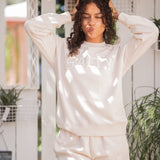 Surf Wash Sweatshirt With Applique 'Salty' Graphics  - Bone