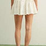 Eyelet Ruffled with Button Front Skort - Off White