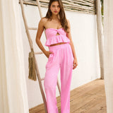 Flowy Cotton Pants - Hot Pink