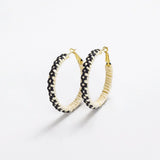 Holly - Woven Raffia Hoop Earrings  - Ivory / Black
