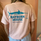 Rayburn House Ladies Cropped Crew Neck T Shirt - Peach