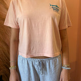 Rayburn House Ladies Cropped Crew Neck T Shirt - Peach