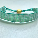 Seed Bead Islamorada Bracelet - Mint With White Lettering - Love Is Project