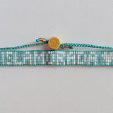 Seed Bead Islamorada Bracelet - Mint With White Lettering - Love Is Project