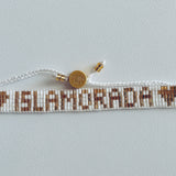 Seed Bead Islamorada Bracelet - White With Gold Lettering- Love Is Project
