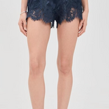 Lace Trim Shorts - Navy Blue