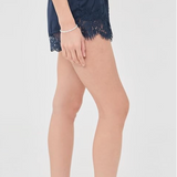 Lace Trim Shorts - Navy Blue