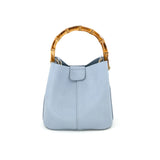 Mini Tote With Bamboo Handle - Blue