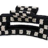 Lola -  Beaded Hair Claw Clip  -  Black & White Checkered