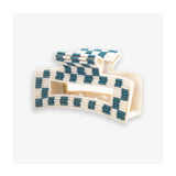 Lola -  Beaded Hair Claw Clip  -  Blue & White Checkered