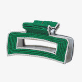 Lola -  Beaded Hair Claw Clip  - Kelly Green & Ivory