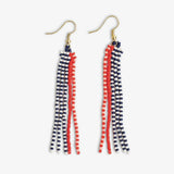 Melissa -  Speckled Beaded Fringe Earrings - Poppy