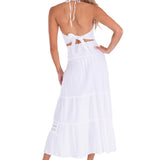 Cotton Maxi Skirt With Crochet Heart Trim - White