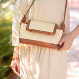 Oaklynn Straw Twisted Strap Crossbody in Natural/Brown
