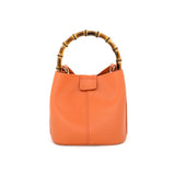 Mini Tote With Bamboo Handle - Orange