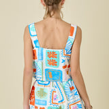 Paradise Print Matching Set - Square Neck Top & Shorts