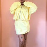 Bubble Hem Sweatshirt & Mini Skirt - 2 Piece Set by Wishlist - Lemon Yellow