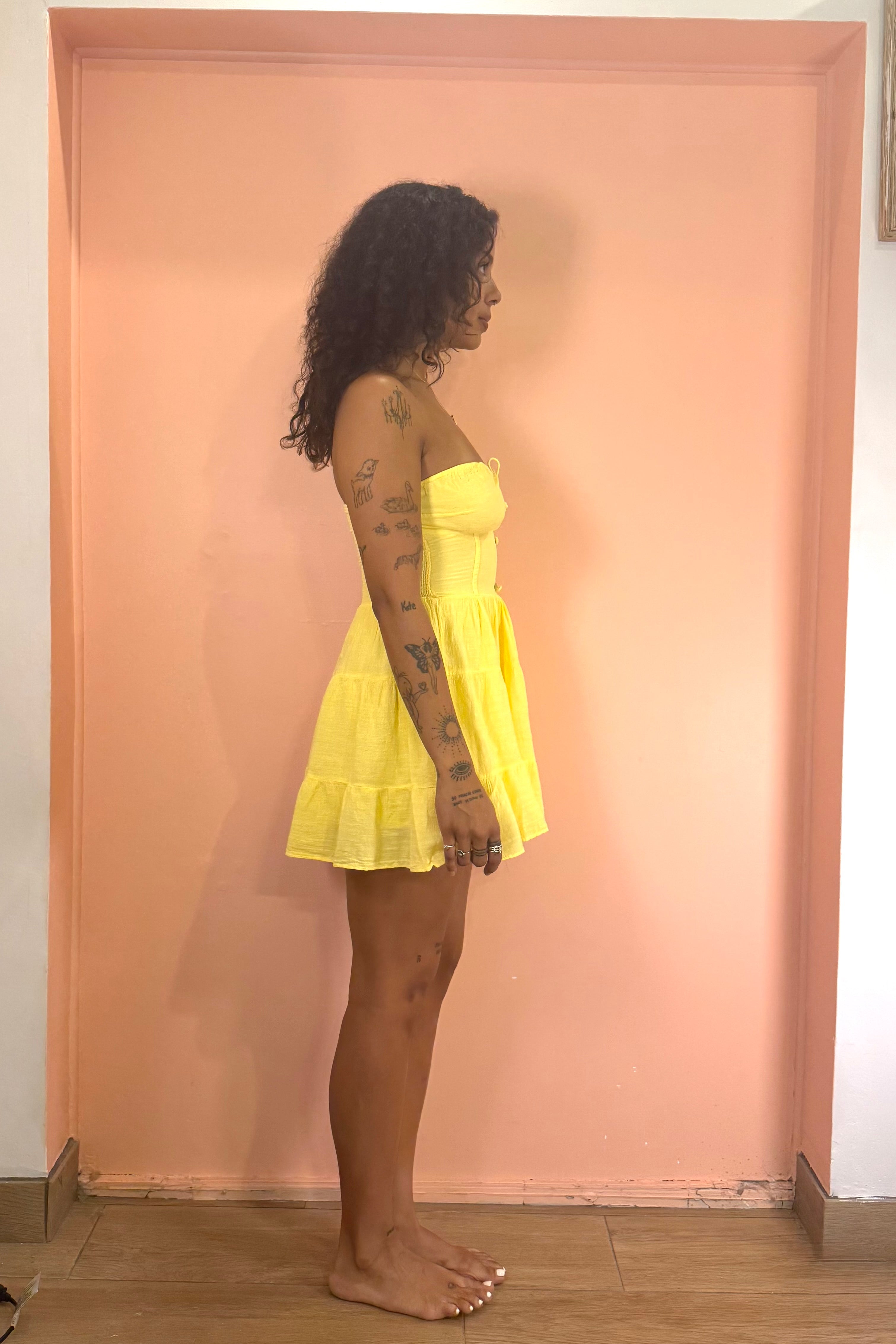 short flowy yellow dress Light Yellow Sweetheart Short Ruched Homecoming Dress with Ruffles