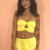 Double Twist Crop Top - Lemon Yellow