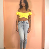 Tie Back Crop Top - Lemon Yellow