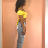 Tie Back Crop Top - Lemon Yellow