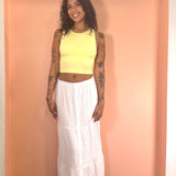 Tiered Button Front Skirt by Bobi - White