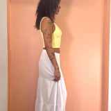 Tiered Button Front Skirt by Bobi - White