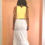 Tiered Button Front Skirt by Bobi - White