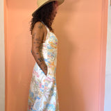 Summer Somewhere Halter Neck Midi Dress - Pastel Coastline Print