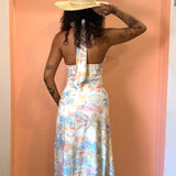 Summer Somewhere Halter Neck Midi Dress - Pastel Coastline Print