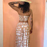 Textured Cotton Patterned Pants by Ocean Drive - Caramel Ocean Paradise Print