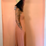 Pinstripe Maxi Dress w/ Tie Back - Terracotta/ White Linen Stripe