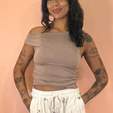 Twist Off Shoulder Top - Earthy By Bobi
