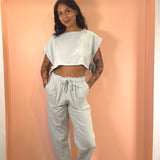 Drawstring Linen Pants by Elan - Light Teal