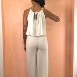 Gauze Tank With Neck Rope Tie  by Elan - Off White