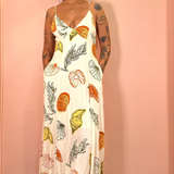 Printed Open Back Maxi Dress: RUST/OLIVE