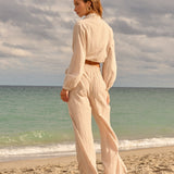 Azure Wide Leg Pant - Beige