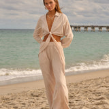 Azure Wide Leg Pant - Beige