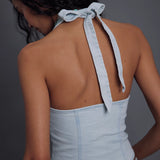 Ramona Denim Halter Top by Free People - Light Sky