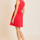 Short Tank Dress w/ Stretchy Top & Flowy Skirt - Cherry Red