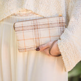 Riley Convertible Cross Body Purse, Wristlet or Clutch - Plaid Beige