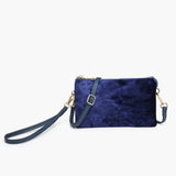 Riley Convertible Cross Body Purse, Wristlet or Clutch -  Blue Velvet