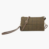 Riley Convertible Cross Body Purse, Wristlet or Clutch -  Brown Green Plaid
