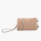 Riley Convertible Cross Body Purse, Wristlet or Clutch -  Sherpa Tan
